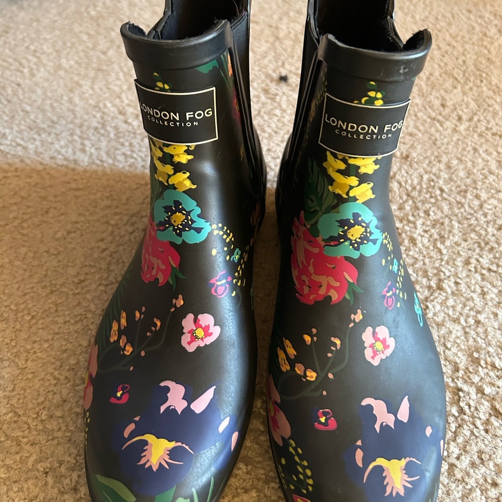 London Fog Women's Colorful Floral Rain Boots